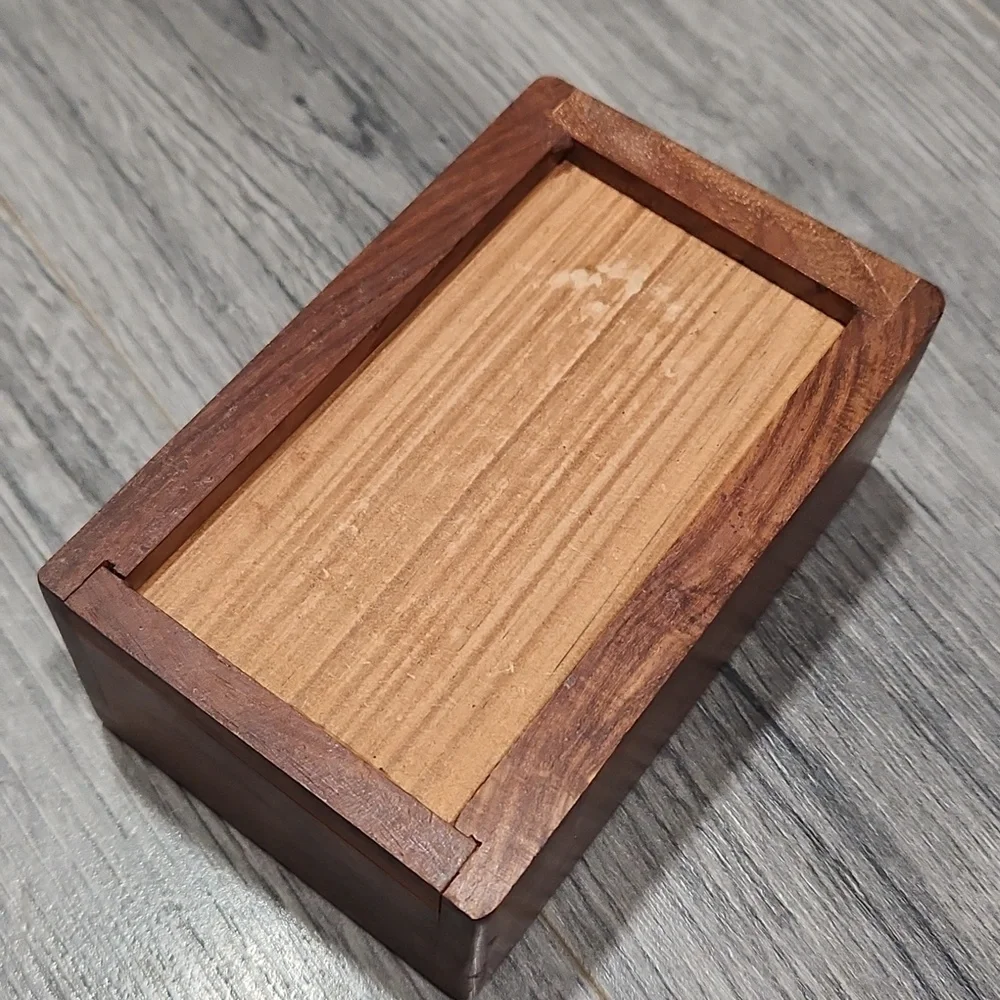 Flower Carved Wooden Hidden Storage Box
